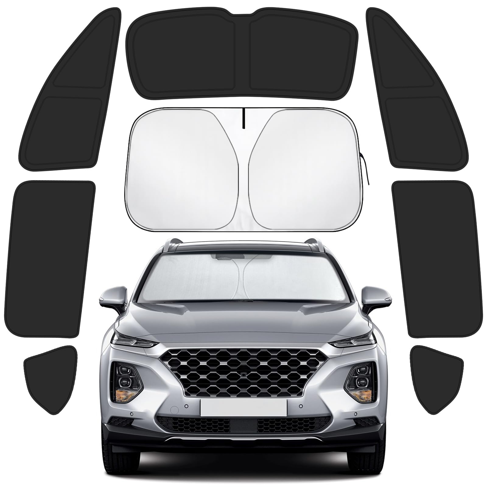 Photo 1 of Car Window Shades Intended for Hyundai Santa Fe 2019-2023, Privacy Window Covers 8PCS for Side, Rear & Windshield, Car Shield Sunshade for Privacy Protection, Heat Blocking, Camping and Parking