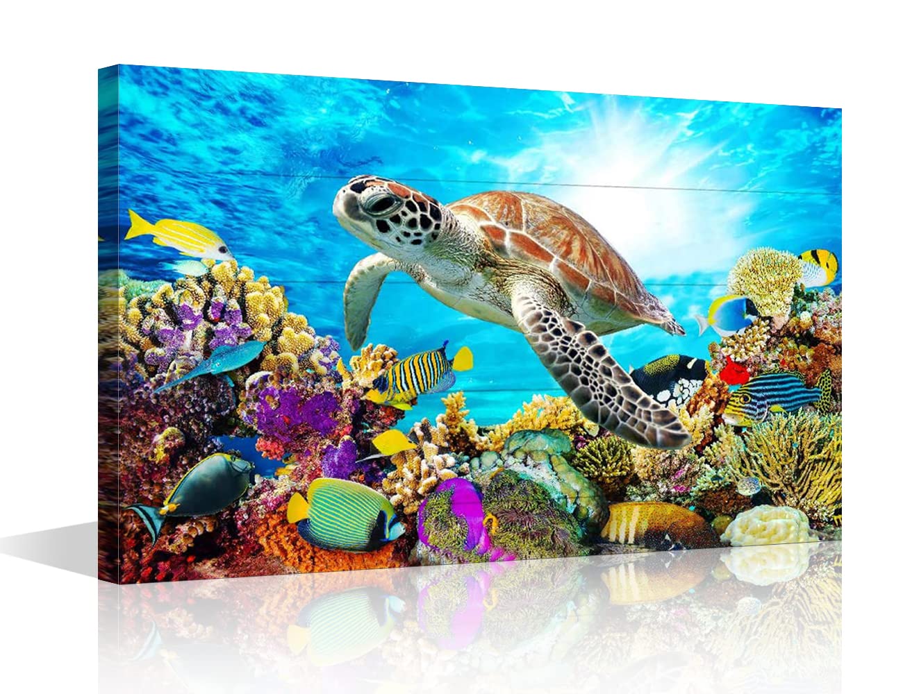 Canvas Wall Art for Living Room Bathroom Bedroom Ocean Sea Turtle Seaview Bottom Painting Wall Decor Framed Wall Art Ready to Hang Office Home Decorations 8x12inch