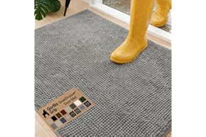 GORILLA GRIP Absorbent Soak Stopper Doormat, Rubber Backing Welcome Mat, Muddy Dog Paws Dirt, Washable Quick Dry Microfiber C