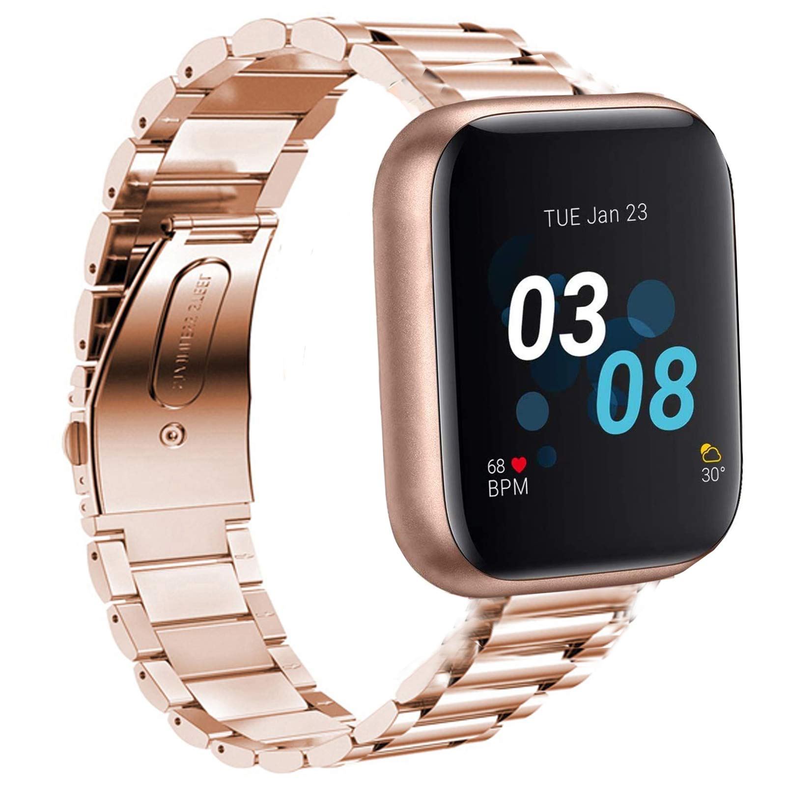 Giaogor Compatible with iTouch Air 3 Bands, Stainless Steel Metal Replacement Strap Bracelet Compatible for iTouch Air 3 40mm / IOWODO R3Pro Straps/Popglory P22 Straps/Donerton Straps (Rose Gold)