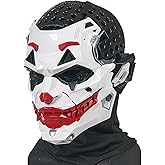 IUUBVV Futuristic Clown Mask, White and Red, Cosplay Costume Accessory