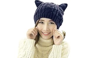 UmbWorld Women Girls Boys Teens Cute CAT Kitty Ears Hats, Winter Warm Woollike Knitted Crochet Christmas Ski Beanie Headgear