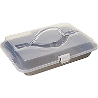 T-fal Signature Covered Nonstick Cake Pan, 13 x 9, Grey Non-stick