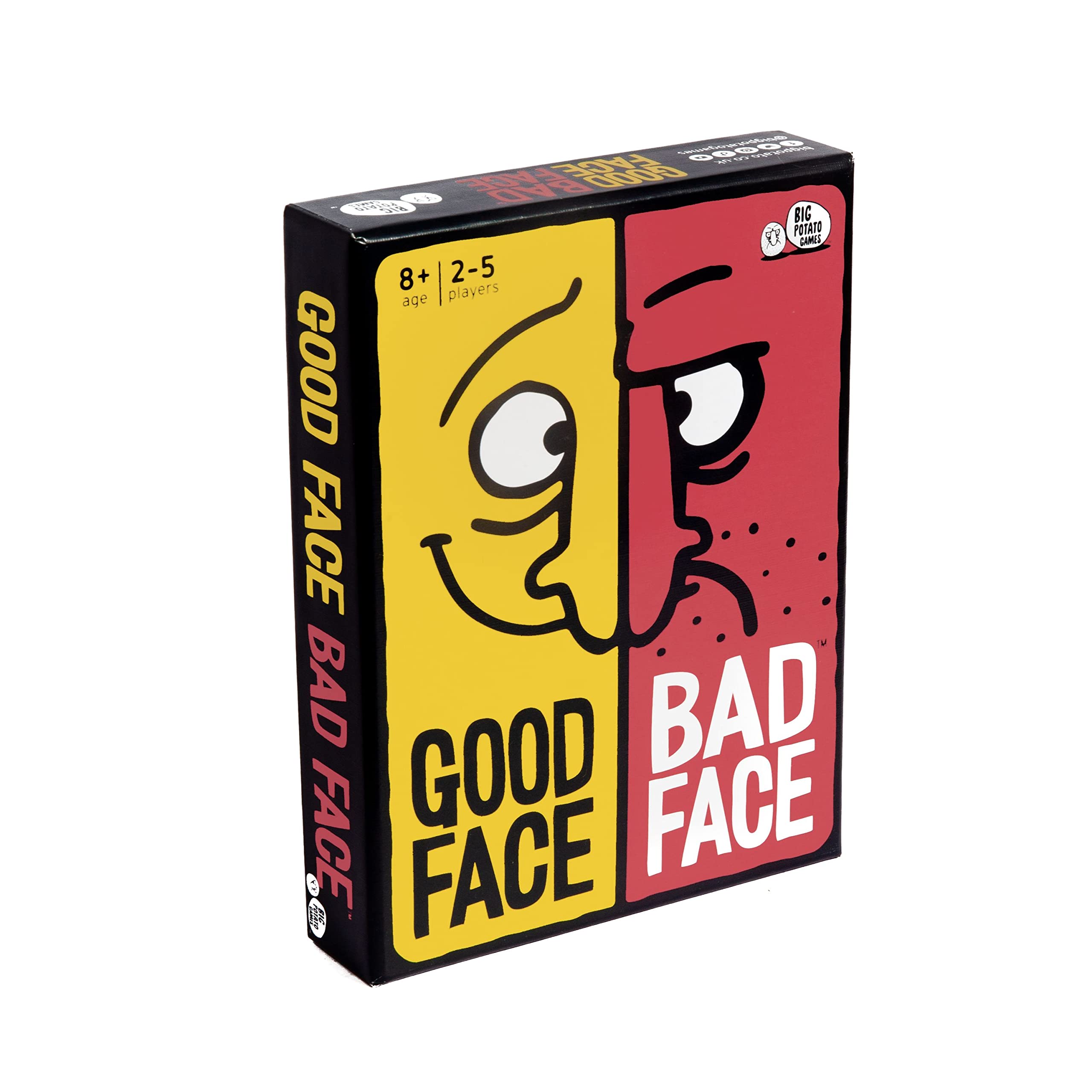 Big Potato Good Face Bad Face – Hilarious Card Game for Families & Adults | Fast-Paced Travel Game with Poker-Style Bluffing & Mystery Envelope | Easy to Learn, Fun Anywhere | Perfect Christmas Game