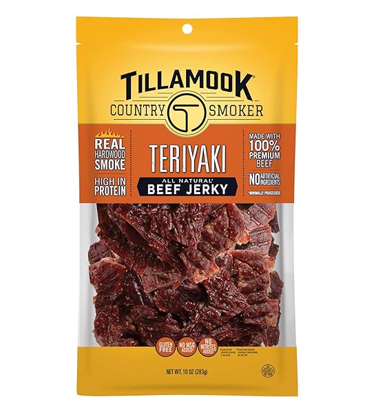 TILLAMOOK COUNTRY SMOKER REAL HARDWOOD SMOKED BEEF JERKY, TERIYAKI, 10 OUNCE