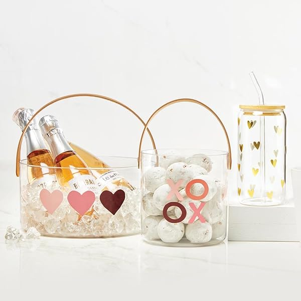 SANTA BARBARA DESIGN STUDIO VALENTINES DAY PARTY BUCKET WITH HANDLE ACRYLIC CHAMPAGNE BUCKET, 8.25″ DIAMETER X 4″ TALL, HEARTS