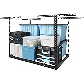 FLEXIMOUNTS 2x3 Overhead Garage Storage Rack, Adjustable Organization System, Heavy-Duty Metal Ceiling Racks, 155lbs Weight Capacity, Black, Classic Series