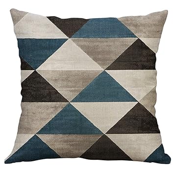 U.Expectating Weiche Baumwolle und Leinen quadratischen geometrischen Kissenbezug Dekoration Design Sofakissenbezug 40X40cm (
