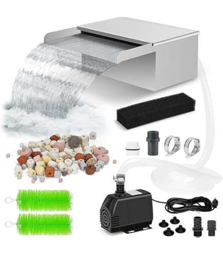 Cascade Pour Bassin De Jardin - Pompe 30W 2000 L/h - En Acier Inoxydable - Kit Complet Avec Filtre - Création De Chute D'eau