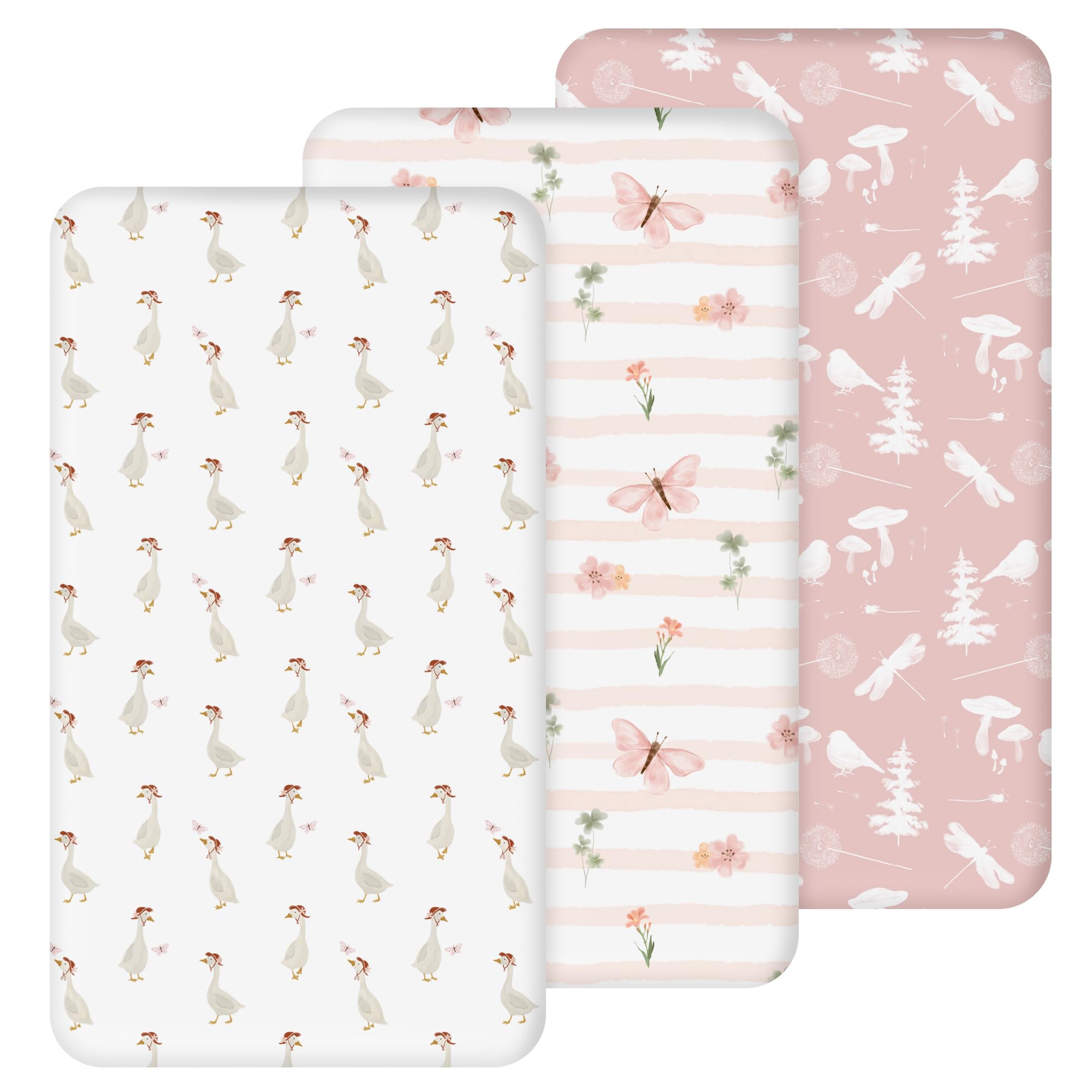 Photo 1 of Nap Mat Sheet 47"x24", 3 Pack Pink Floral Baby Crib Sheets Fitted Elastic Corners, Preschool Day Care Rest Mat Cover, Soft Breathable - Compatible with Regalo My Cot, Joovy Travel Cot