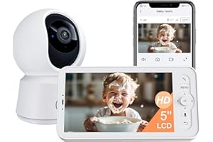 Arenti Baby Monitor, Smart WiFi 6 Baby Camera with 5-Inch Upgraded Wireless Display, 360° View, Auto-Night Vision, Temperatur