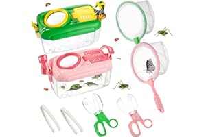2Sets Bug Catcher for Kids - Sturdy Kids Bug Catching Kit Gifts with Butterfly Net Bug Collector Insect Tweezer, Kids Bug Hab
