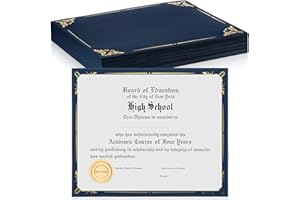 Fainne 50 Pcs Single Sided Certificate Holder Diploma Covers with Foil Border for 8.5 x 11 Inches Certificates Cardstock Document Papers Award Competition Supplies(Navy Blue, Gold)
