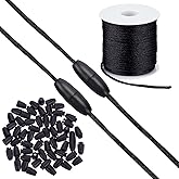SUNNYCLUE 30Sets Black 23M Rattail Satin Cord Nylon Silky Lanyard Cords with Clasp Plastic Breakaway Safety Clasps Bulkle for Necklaces Bracelets Keychains Lanyards Jewelry Making DIY Crafts