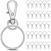 30 Sets Metal Swivel Clasp Hook with Key Rings,Mini Lobster Claw Clasps with Keychain for DIY Crafts,DIY Jewelry Making,Key Chain Making Kit,Silver