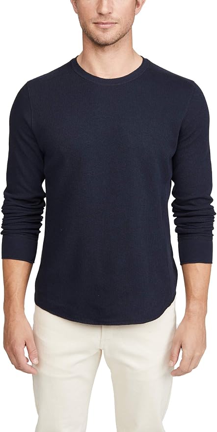 men's waffle crew neck long sleeve