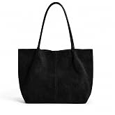 VODIU Large Faux Suede Tote Bag for Women, Soft Slouchy Shoulder Bag | Magnetic Top Closure with an Included Zip Pouch for Small Essentials