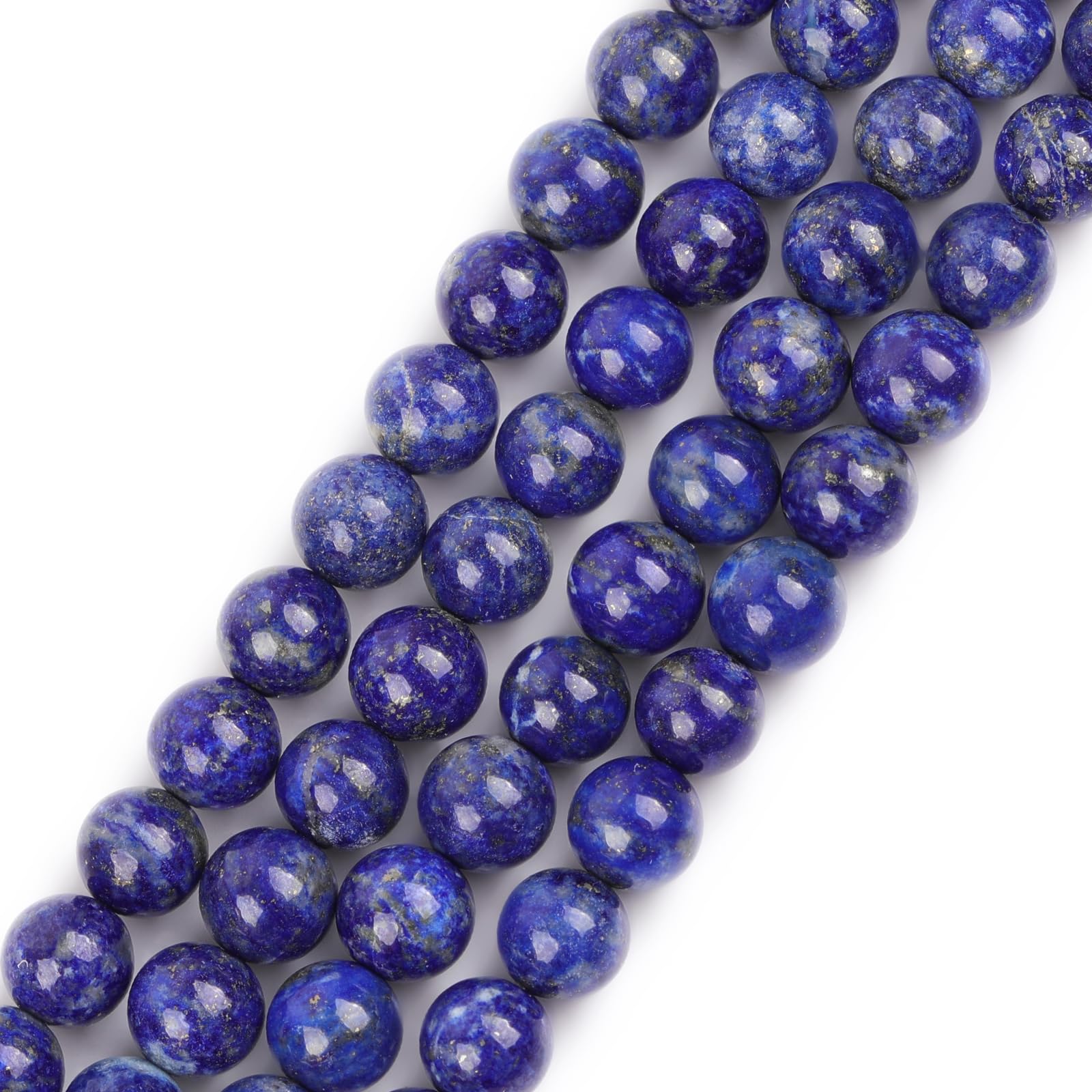 GEM-Inside Natural A Grade 6mm Blue Lapis Lazuli Round Gemstone Semi Precious Loose Beads for Jewellery Making 15''