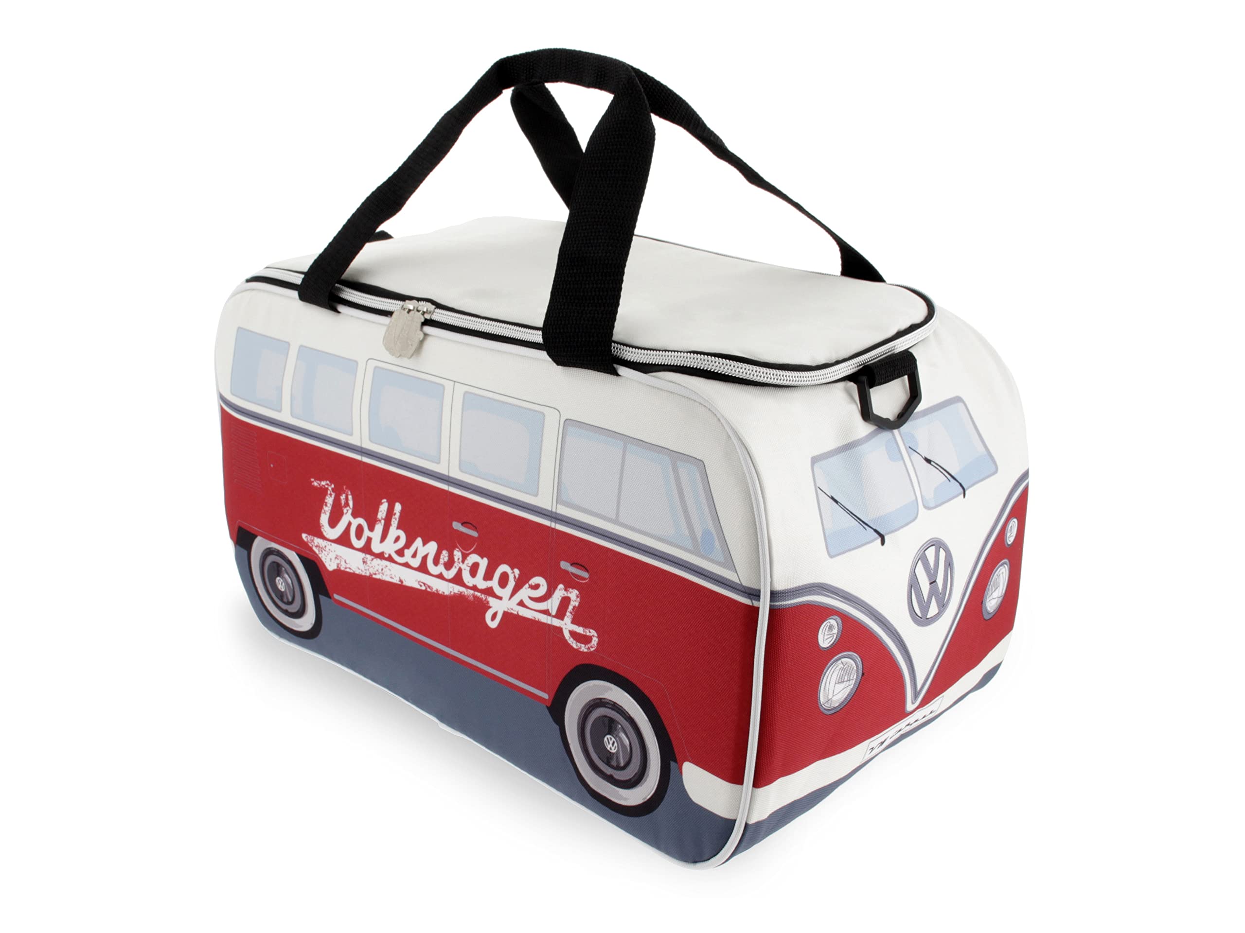 BRISA VW Collection - Volkswagen Insulated Cool-Warm Thermo Picnic Lunch Bag Box for Food in T1 Bus Design (Red & White/25 Liters/6.6 Gallons)