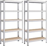 SONGMICS GLR030B22 Set of 2 Shelving Units 5 Shelves 650 kg 30x75x150 cm Black