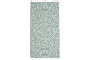 Sand Cloud Turkish Beach Towel - Sand Free - 100% Organic Turkish Cotton Yarn - Quick Dry Towel for Beach, Picnic Blanket or Throw - As Seen on Shark Tank - Mandala (Mint)