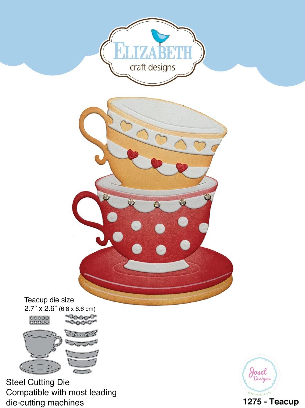 Elizabeth Craft Metal Die By Joset Designs-Teacup, 2.7"X2.6"