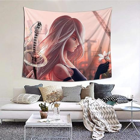 Amazon Co Jp Nier Automata ニーア オートマタ 1 おしゃれ インテリア 多機能壁掛け 寝室 背景布 窓カーテン 室内装飾 タペストリー 部屋 リビングルーム ベッドルーム 装飾用品 結婚祝い 新居祝いプレゼント ウォール アート150 130cm ホーム キッチン