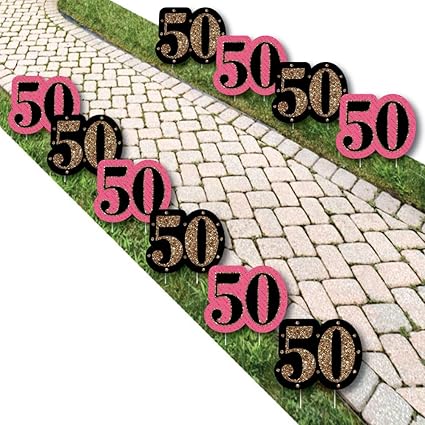 Amazon Com Chic 50th Birthday Pink Black And Gold Lawn