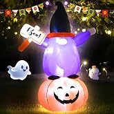 4FT Inflatable Halloween Decoration Blow up Gnome Pumpkin | Holding a Sign with The Word Boo in Hand Decor with LED Lights Indoor Outdoor Yard Holiday Graden Party Decor