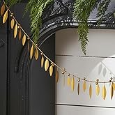 Moxweyeni Rustic Iron Metal Holly Garland 5ft Antique Metal Leaves and Berries Decor Retro Brass Finish Christmas Holiday Decor for Vintage Country Farmhouse Home Decoration