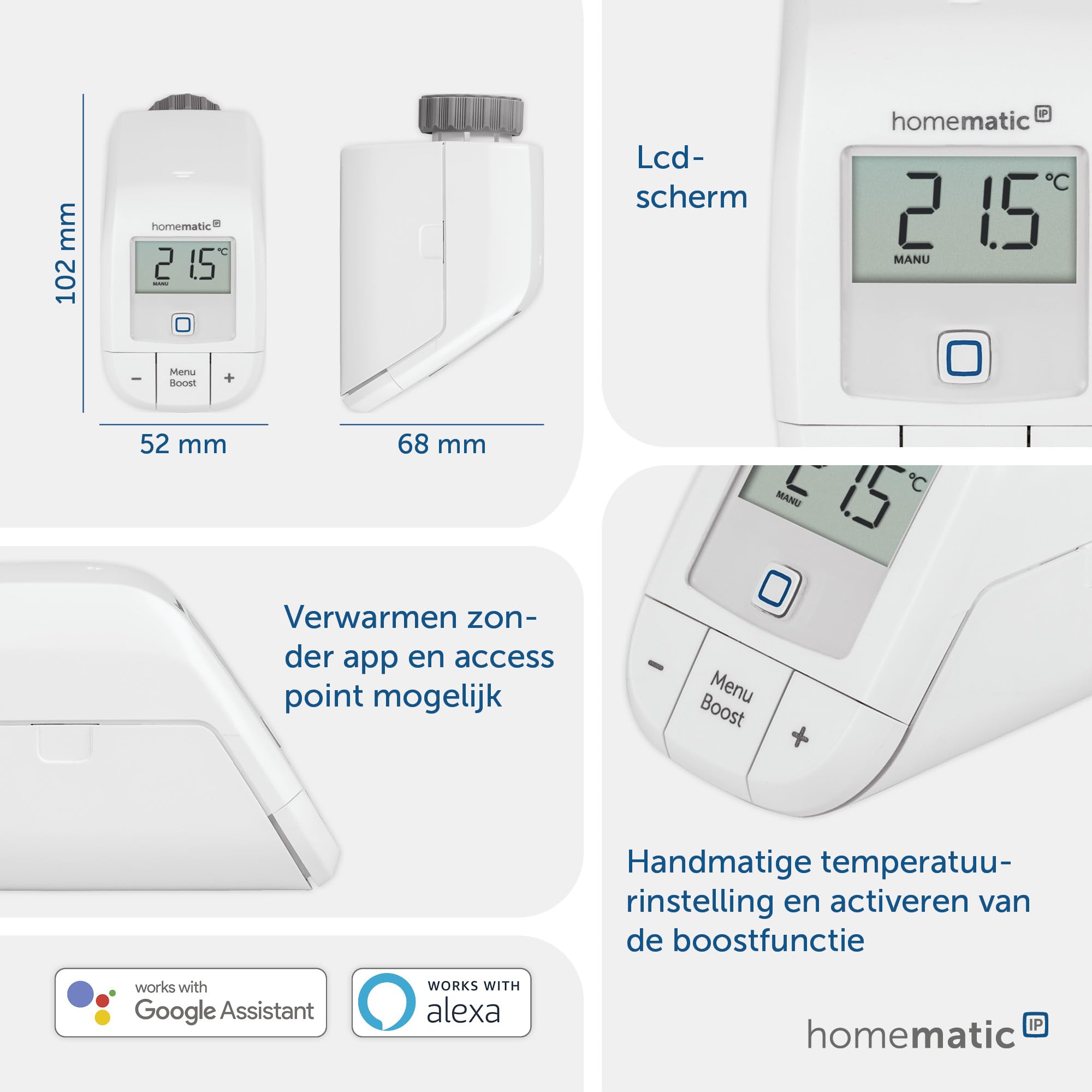 Homematic IP Smart Home Heizkörperthermostat – Basic, digitaler Thermostat Heizung, Steuerung per App, Alexa, Google Assistant, einfache Installation, Energie sparen, 153412A3 4
