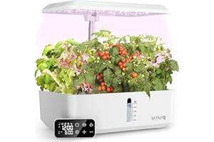 URUQ Hydroponics Growing System Garden: 12 Pods Indoor Gardening System with Custom Time Grow Light Height Adjustable Quiet Plants Germination Kit - Gardening Gifts White