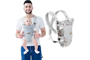 IULONEE Baby Carrier, Embrace Cozy 4-in-1 Infant Carrier Ergonomic Adjustable Holder Portable Convertible Front and Back Backpack Carry for Infants Toddlers Babies Girl and Boy 7-45 Pounds (Gray)