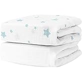 Newton Baby Fitted Crib Sheet 2-Pack, Organic Cotton - White Stardust | Baby Crib Sheet, Fitted, Breathable, Ultra-Soft, Organic Cotton, Fits All Standard Cribs, Machine Washable, 2-Pack