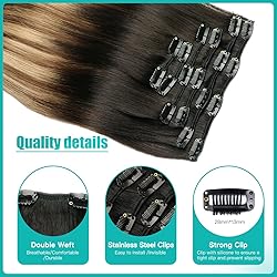 SURNEL Clip in Human Hair Extensions 18 Inch 6pcs