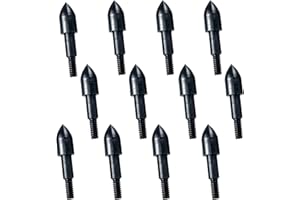 ELLEN ARCHERY 12PCS 100 Grain Archery Field Points Black Screw-in Archery Bullet Points 5/16" and 11/32" for Arrow Field Target Practice Shooting