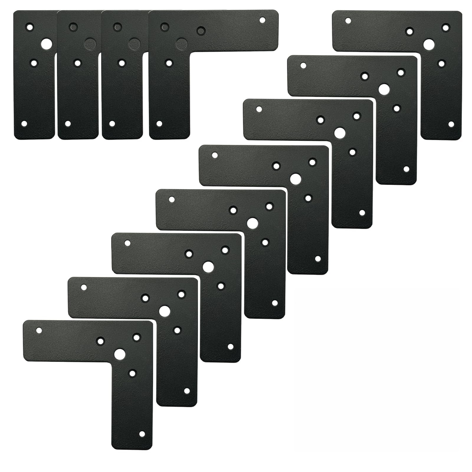 View 1 of 12PCS Black Flat Corner Brace , 4"×4"×1¼" L Flat Shape Braces Corner Bracket Mending Plate for Wooden House, Metal Fixing Joining Bracket Support Brace for Shelves,Furniture and Cabinet