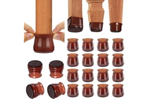 BUMACO Chair Leg Floor Protectors Chair Leg Protectors for Hardwood Floors Silicone Pads Covers to Protect Floors Brown-20 Pack, Universal L(1-5/16" to 2")