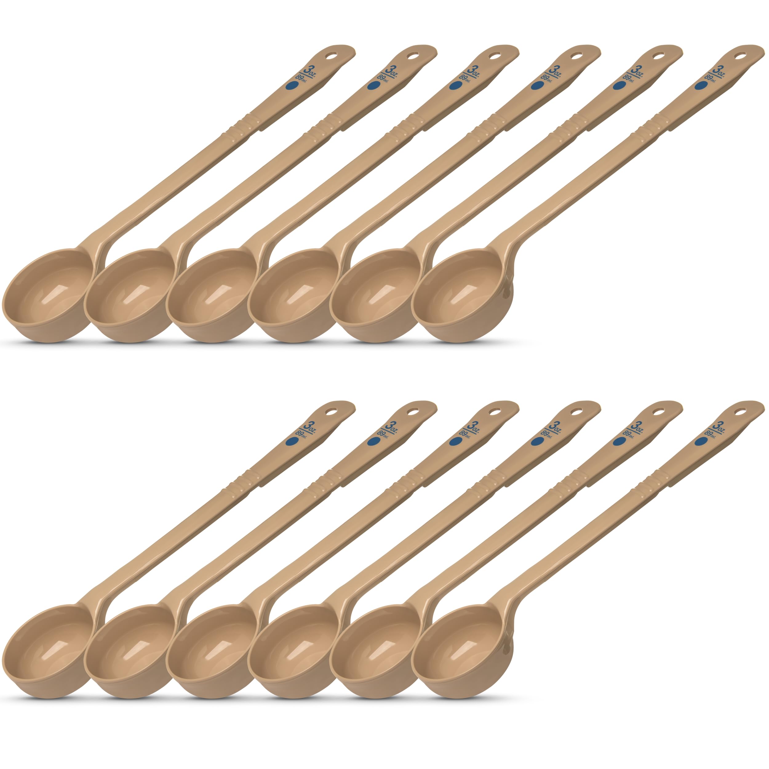 Carlisle 437006 Solid Long Handle Portion Control Spoon, 3 oz, Beige (Pack of 12)