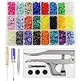 504 Sets KAM Snaps and Snap Pliers Set, Size 16 T3 Plastic Snaps Starter Fasteners Kit No-Sew Buttons for Crafts Doll Clothing Diaper Bibs Sewing 24 Colors