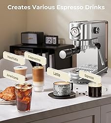 Espresso Machine with Milk Frother, 20 Bar High