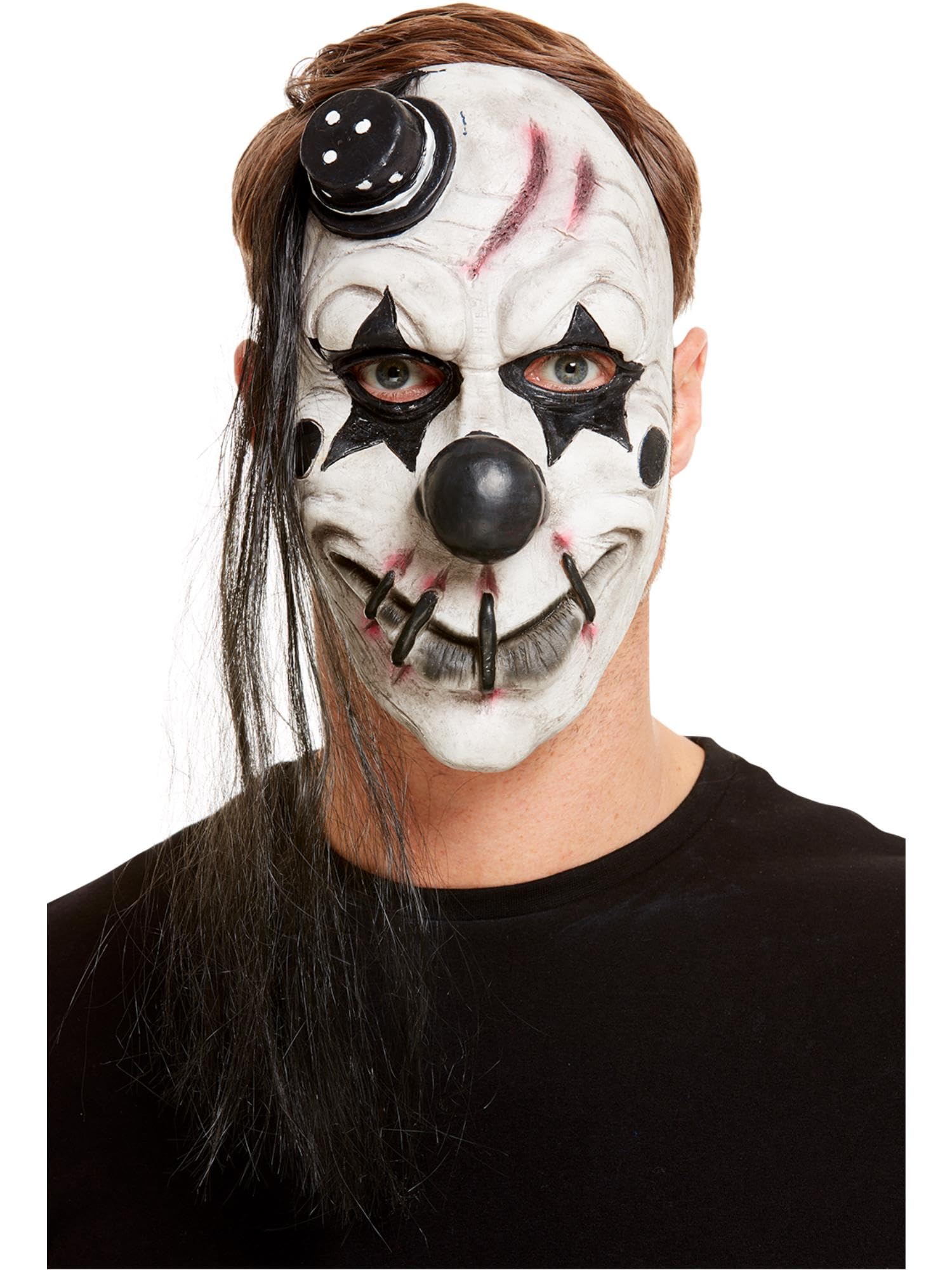 Smiffys Scary Clown Latex Mask, White, Halloween Cirque Sinister Fancy Dress, Clown Dress Up Masks
