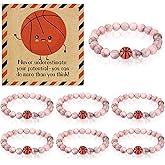 Tondiamo Basketball Inspirational Team Gifts Bulk Lava Stone Bracelet Motivational Card Bracelet Senior Night Sport Party Favors for Player Sport Lover