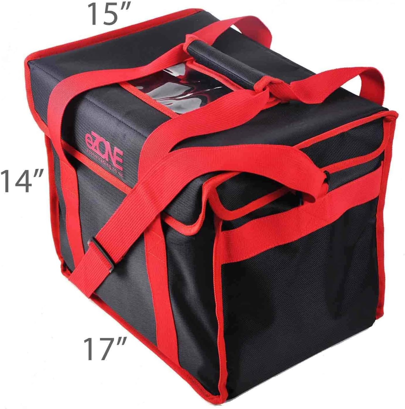 eZone Food Delivery Bag 17x15x14” Takeaway Restaurant Kebab Indian Curry Pizza Chinese, Black With Red Trim - Image 3