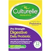 Culturelle Pro Strength Probiotics for Digestive Gut Health*, 12B CFU, 60ct | Daily Prebiotic Probiotic for Women &amp; Men, Synbiotic, Lactobacillus Rhamnosus GG, No Refrigeration Needed, 2 Month Supply