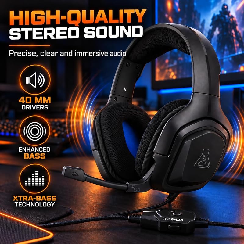 Auriculares Korp Cobalt Gaming - Auscultadores estéreo, ultraleves, auscultadores com microfone, entrada de 3,5 mm para PC, PS4, PS5, Xbox One, Mac, Tablet PC, Switch, Smartphone (preto)
