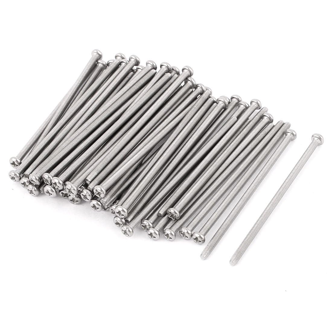 TOP-VIGOR 60Pcs Cross Pan Head Machine Screws, M3x70mm Phillips Round Head Screws Bolts for Machinery, Furniture, Car, Motorcycle Repair, Electronic Products, Ship Assembly, and DIY