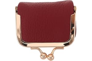 GALPADA Vintage Small Travel Jewelry Box with Kiss Lock, Genuine Leather Mini Portable Organizer for Rings,