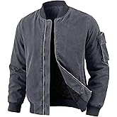 Oymyakon Mens Vintage Bomber Jacket Washed Fall Winter Warm Military Jackets Casual Padded Coats Windbreakers