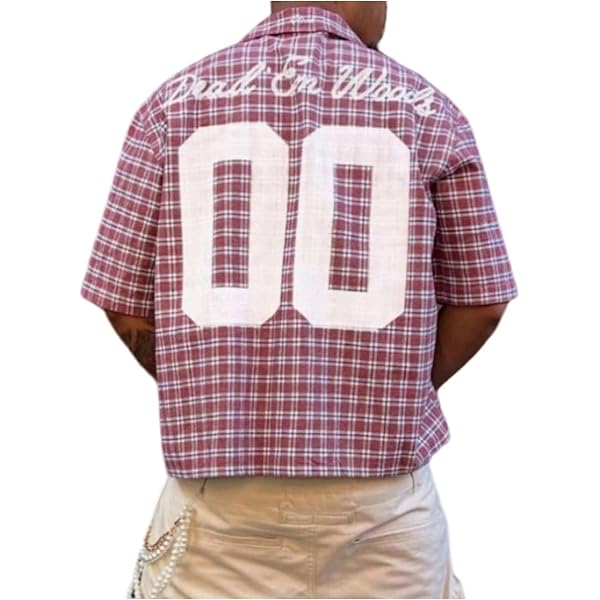 Amazon.com: GORGLITTER Men's Y2K Cropped Shirt Button Up Plaid